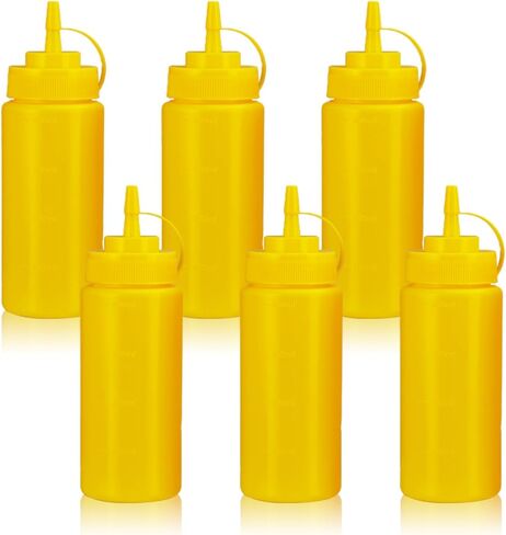 Squeeze Bottles for Sauces,Leak-Proof Condiment Dispenser, BPA-Free Kitchen Restaurant Squeeze Bottle Set with Wide Mouth for Ketchup, Mustard,Syrup,Dressings (White, 2Pack-8oz(200ml)) in Saudi Arabia