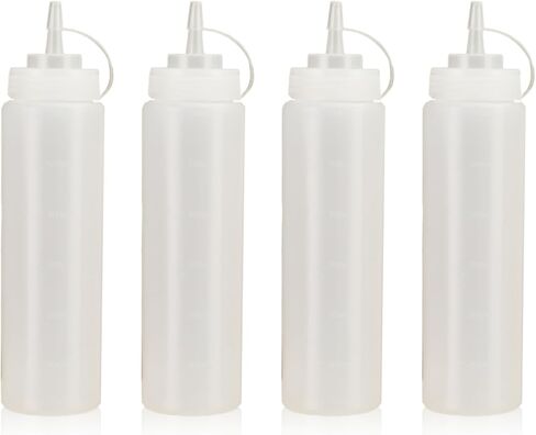 Squeeze Bottles for Sauces,Leak-Proof Condiment Dispenser, BPA-Free Kitchen Restaurant Squeeze Bottle Set with Wide Mouth for Ketchup, Mustard,Syrup,Dressings (White, 2Pack-8oz(200ml)) in Saudi Arabia