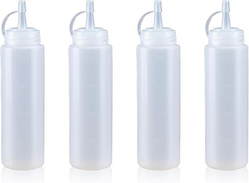 Squeeze Bottles for Sauces,Leak-Proof Condiment Dispenser, BPA-Free Kitchen Restaurant Squeeze Bottle Set with Wide Mouth for Ketchup, Mustard,Syrup,Dressings (White, 2Pack-8oz(200ml)) in Saudi Arabia