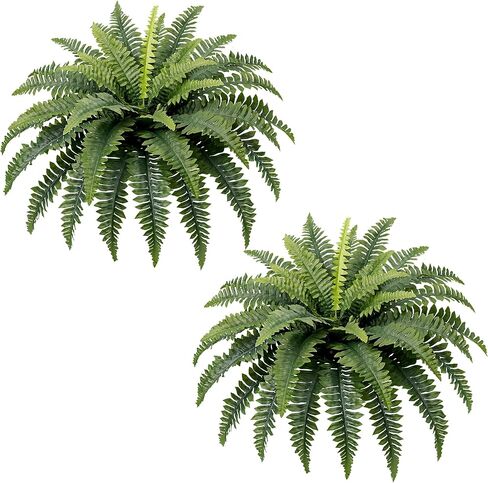 Fake Ferns, 35IN Large Fake Bush Plants, 2 Articial Boston Ferns with 39 Fronds for Outdoor Hanging Planter Garden Porch Entrance Home Decor in Saudi Arabia