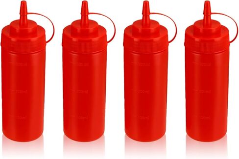Squeeze Bottles for Sauces,Leak-Proof Condiment Dispenser, BPA-Free Kitchen Restaurant Squeeze Bottle Set with Wide Mouth for Ketchup, Mustard,Syrup,Dressings (White, 2Pack-8oz(200ml)) in Saudi Arabia