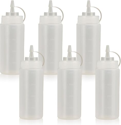 Squeeze Bottles for Sauces,Leak-Proof Condiment Dispenser, BPA-Free Kitchen Restaurant Squeeze Bottle Set with Wide Mouth for Ketchup, Mustard,Syrup,Dressings (White, 2Pack-8oz(200ml)) in Saudi Arabia