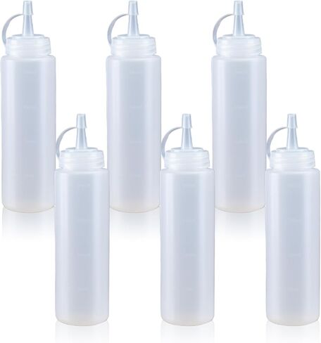 Squeeze Bottles for Sauces,Leak-Proof Condiment Dispenser, BPA-Free Kitchen Restaurant Squeeze Bottle Set with Wide Mouth for Ketchup, Mustard,Syrup,Dressings (White, 2Pack-8oz(200ml)) in Saudi Arabia