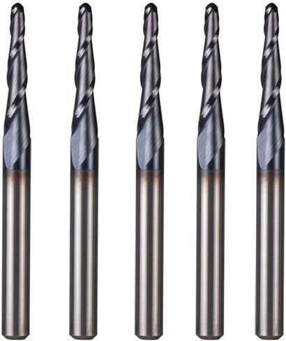 Zkenyao-Router Bit كربيد التنجستن الصلب بوصة 3.175 مم لقم توجيه مطحنة نهاية مدببة كروية الأنف، قاطع طحن معدني باستخدام الحاسب الآلي، 5 قطع، استخدام آمن موثوق (طول حافة القطع: 5 قطع R0.25 D3.1 HRC55) in Kuwait