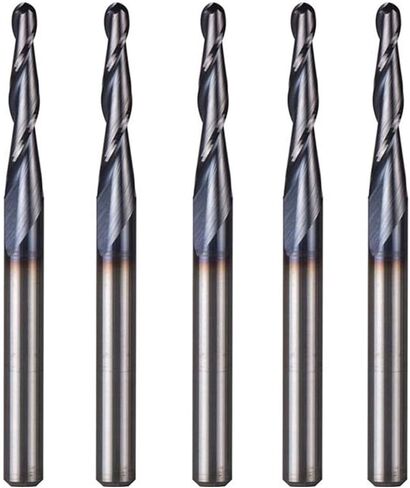 Zkenyao-Router Bit كربيد التنجستن الصلب بوصة 3.175 مم لقم توجيه مطحنة نهاية مدببة كروية الأنف، قاطع طحن معدني باستخدام الحاسب الآلي، 5 قطع، استخدام آمن موثوق (طول حافة القطع: 5 قطع R0.25 D3.1 HRC55) in Kuwait