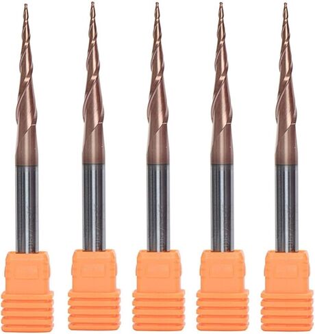 Zkenyao-Router Bit HRC62 مطلي D4 D6 كربيد صلب 4 مم 6 مم كرة أنف مدببة نهاية مطاحن راوتر قطع خشبية معدنية مطحنة مخروطية، 5 قطع، استخدام آمن موثوق (الأبعاد: 5 قطعة R0.25 20 50 D6) in Kuwait