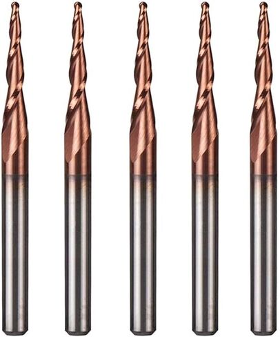 Zkenyao-Router Bit كربيد التنجستن الصلب بوصة 3.175 مم لقم توجيه مطحنة نهاية مدببة كروية الأنف، قاطع طحن معدني باستخدام الحاسب الآلي، 5 قطع، استخدام آمن موثوق (طول حافة القطع: 5 قطع R0.25 D3.1 HRC55) in Kuwait