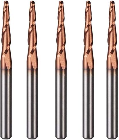 Zkenyao-Router Bit كربيد التنجستن الصلب بوصة 3.175 مم لقم توجيه مطحنة نهاية مدببة كروية الأنف، قاطع طحن معدني باستخدام الحاسب الآلي، 5 قطع، استخدام آمن موثوق (طول حافة القطع: 5 قطع R0.25 D3.1 HRC55) in Kuwait