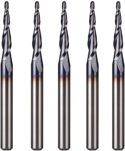 Zkenyao-Router Bit كربيد التنجستن الصلب بوصة 3.175 مم لقم توجيه مطحنة نهاية مدببة كروية الأنف، قاطع طحن معدني باستخدام الحاسب الآلي، 5 قطع، استخدام آمن موثوق (طول حافة القطع: 5 قطع R0.25 D3.1 HRC55) in Kuwait