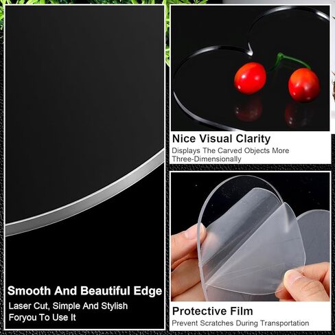 مجموعة أوراق أكريليك شفافة مكونة من 12 قطعة مع 4 أشكال (دائرة، مربع، قلب، سداسي) - فراغات مصبوبة بسمك 4 مم لقاعدة إضاءة LED، النقش بالليزر، الحرف اليدوية، الرسم والديكور المنزلي in Kuwait