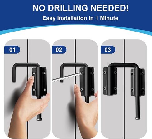 Patio Sliding Door Loop,2.36in 90/180 Degree Sliding Glass Door Latch，Security for Screen Door,Rv Sliding Door Latch,Barn Door Lock Latch,Security to Enhance Home Safety (Black 1 pcs) in Saudi Arabia