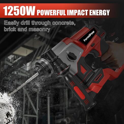 SDS-Plus Rotary Hammer Drill for Dewalt 20V Battery, 2.6J Brushless Hammer Drill with 4 Modes, 360° Rotating Handle, Compact & Lightweight (5.3lbs) - Includes 5-Piece Drill & Chisel Set (No Battery) in Kuwait