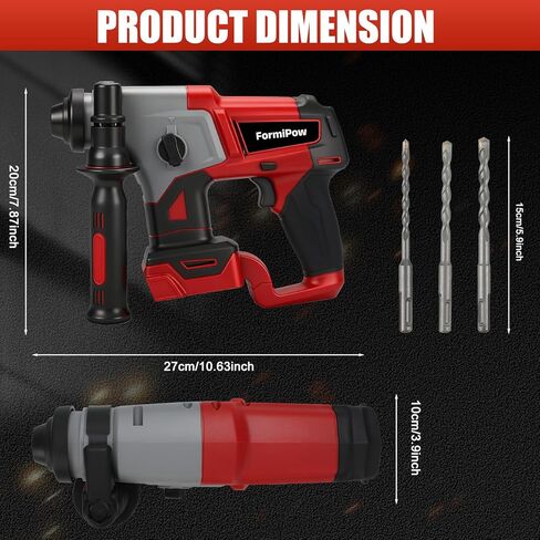 SDS-Plus Rotary Hammer Drill for Dewalt 20V Battery, 2.6J Brushless Hammer Drill with 4 Modes, 360° Rotating Handle, Compact & Lightweight (5.3lbs) - Includes 5-Piece Drill & Chisel Set (No Battery) in Kuwait