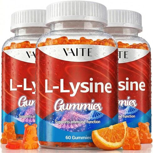 L-Lysine 1000mg Gummies - Supports Skin, Lip,Vegan, Gluten Free, Vitamins for Kids & Adults Tissue Health & Immune System, Chewables, Amino Acid Vitamin Supplement & Complex Supplements, Non-GMO in Saudi Arabia