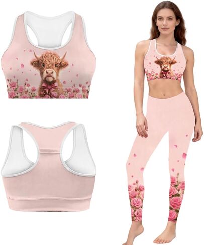 Workout Set for Women Running Leggings and Sports Bra Sexy Seamless Leggings Yoga Gym Activewear Set in Kuwait