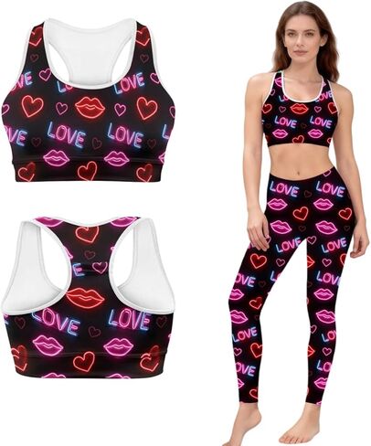 Workout Set for Women Running Leggings and Sports Bra Sexy Seamless Leggings Yoga Gym Activewear Set in Kuwait