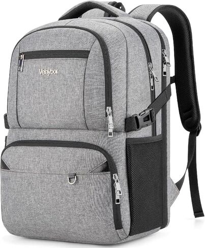 حقيبة ظهر معزولة للغداء تناسب كمبيوتر محمول مقاس 17 بوصة، حقيبة ظهر للعمل مع صندوق غداء ومنفذ شحن USB للرجال والنساء، حقيبة كمبيوتر جامعية مقاومة للماء للسفر والأعمال التجارية والمشي لمسافات طويلة (أسود) in Kuwait