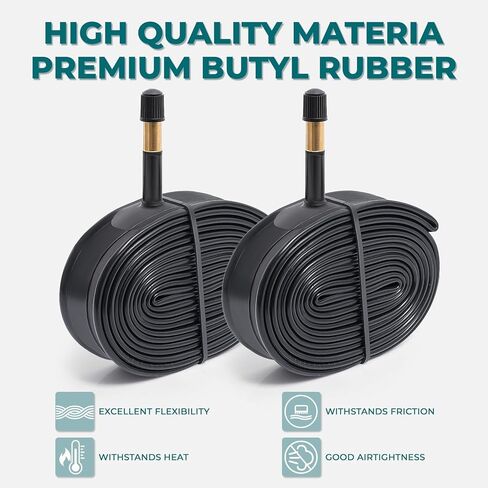 قطعتان من أنابيب الدراجة الفاخرة 700x35C/38C/40C/43C، متوافقة مع إطارات الدراجة 700x35C إلى 700x43C، مع صمام شريدر AV48mm، مطاط البوتيل، تستخدم لدراجات الجبال والطراد والمدينة والطرق in Kuwait