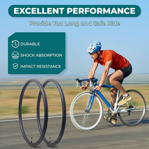 قطعتان من أنابيب الدراجة الفاخرة 700x35C/38C/40C/43C، متوافقة مع إطارات الدراجة 700x35C إلى 700x43C، مع صمام شريدر AV48mm، مطاط البوتيل، تستخدم لدراجات الجبال والطراد والمدينة والطرق in Kuwait