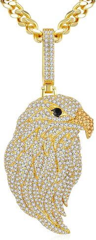 Iced Out Owl Pendant Necklace for Men with 5mm 24inch Cuban Chain 18K Gold/White Gold Plated in Gift Box in Kuwait