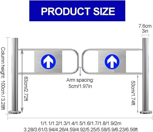 بوابة متأرجحة أوتوماتيكية - إغلاق بنابض، باب متين من الفولاذ المقاوم للصدأ باتجاه واحد للمتجر والفناء والمستودع - جهاز دخول وخروج آمن (1.5 × 1 م) in Kuwait