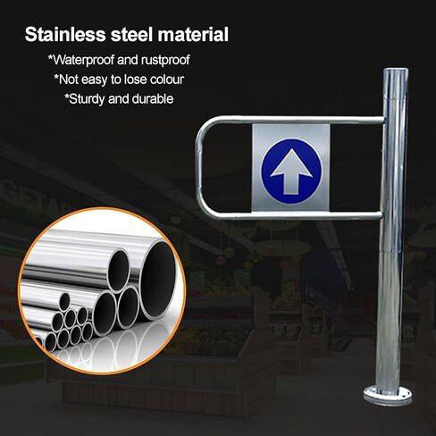 بوابة متأرجحة أوتوماتيكية - إغلاق بنابض، باب متين من الفولاذ المقاوم للصدأ باتجاه واحد للمتجر والفناء والمستودع - جهاز دخول وخروج آمن (1.5 × 1 م) in Kuwait