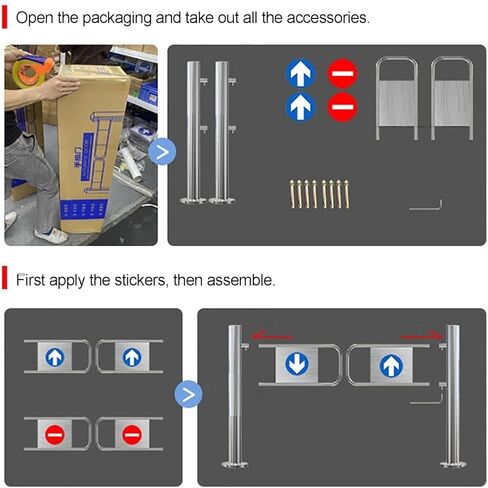 بوابة متأرجحة أوتوماتيكية - إغلاق بنابض، باب متين من الفولاذ المقاوم للصدأ باتجاه واحد للمتجر والفناء والمستودع - جهاز دخول وخروج آمن (1.5 × 1 م) in Kuwait