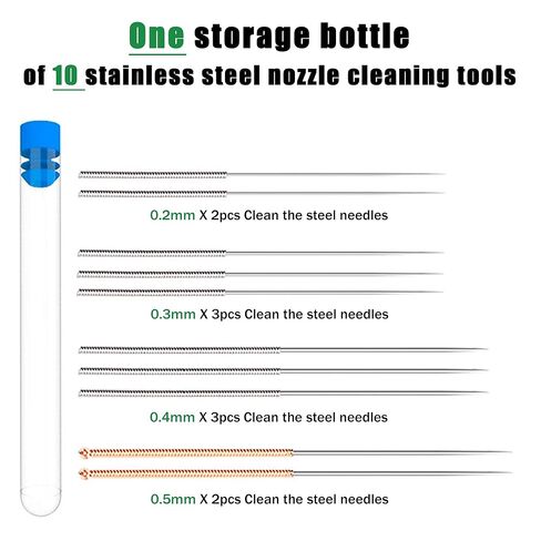 3D Printer Nozzle Cleaning Kit - 60PCS Nozzle Cleaner Needles with 0.2/0.3/0.4/0.5mm Diameter, Hardened Steel Nozzle Unclog Tool for Creality Ender 3/Ender 3 V2/Ender 5, K1, CR-10, MK8, V6 in Saudi Arabia