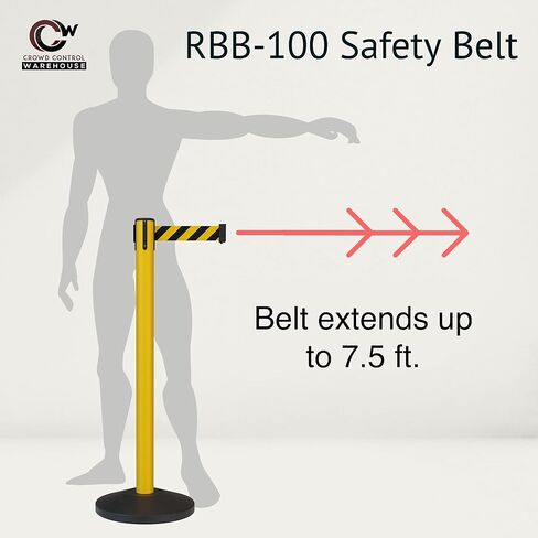 Crowd Control Warehouse - CCW Set of 2 Safety Retractable Belt Barrier Stanchion, Sloped Base, Yellow Post, RBB-100-7.5 ft Belt, Green Belt in Saudi Arabia