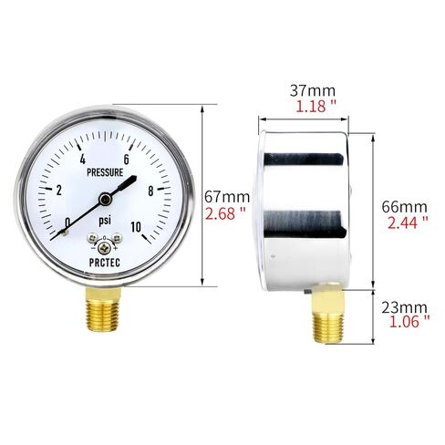 2.5 '' قياس ضغط الحجاب الحاجز الغاز فراغ مايكرو قياس الضغط المنخفض شعاعي جبل NPT1/4 (0-10psi) in Kuwait