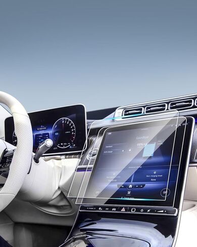 (قطعتان) EUEKY لواقي شاشة Mercedes S Class 2022-2025 2026 S 580/S 580e/S500/AMG S 63/Maybach S 580/Maybach S 680 Nav.12.3 بوصة & Dash 12.8 بوصة عرض طبقة من الزجاج المقسى لـ 2025 2026 Mercedes S-Class in Saudi Arabia