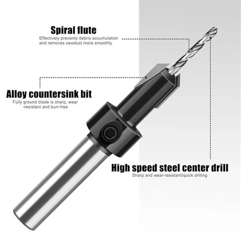 8mm 10mm Shank Woodworking Countersink Drill Bit Alloy Hole Cutter Drill Wood Screws Mount Drill Bit Woodworking Tools(3.5X8X8) in Saudi Arabia