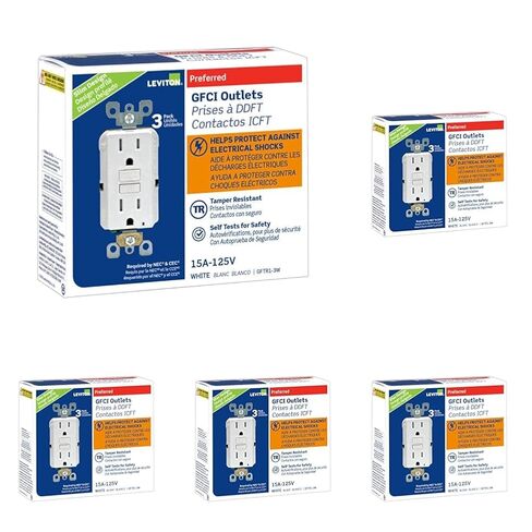 Leviton GFTR1-3W SmartTest Self-Test SmartlockPro وعاء مقاوم للعبث GFCI مع مؤشر LED (3 عبوات)، أبيض in Kuwait