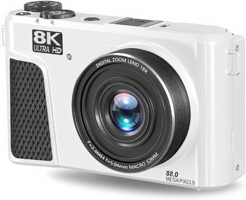 كاميرا رقمية PUSOKEI 8K للتصوير الفوتوغرافي، كاميرا تسجيل فيديو بدقة 88 ميجابكسل مع شاشة قلاب 3 بوصات 180 درجة، تكبير 18X، تركيز تلقائي، عدسة زاوية واسعة، كاميرات واي فاي بدون مرآة مع بطاقة 32 جيجابايت، بطاريتان (أسود) in Saudi Arabia