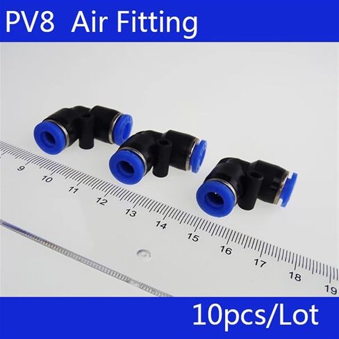 10Pcs PV8 Pneumatic 8mm to 8mm Right Angle Quick Fittings Connector Adapter in Saudi Arabia