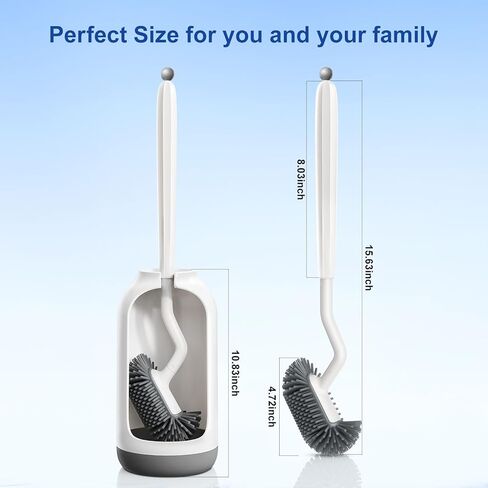 HAMITOR Toilet Bowl Brush Holder Set: Deep Cleaning Silicone Toilet Cleaner Scrubber Under Rim with Curved Bristle for Bathroom Dead Corner Clean - Modern Rv Toilet Decorative Accessories - White in Kuwait
