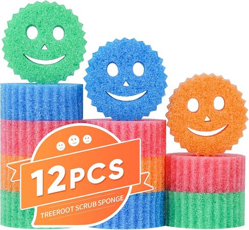 12 إسفنجة تنظيف ملونة مبتسمة، إسفنجة أطباق يمكن التحكم في درجة حرارتها، إسفنجة مطبخ كبيرة للتنظيف، إسفنجة تنظيف متعددة الوظائف للمطبخ والحمام والأرضيات in Kuwait