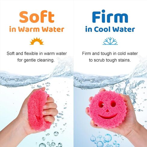 12 إسفنجة تنظيف ملونة مبتسمة، إسفنجة أطباق يمكن التحكم في درجة حرارتها، إسفنجة مطبخ كبيرة للتنظيف، إسفنجة تنظيف متعددة الوظائف للمطبخ والحمام والأرضيات in Kuwait
