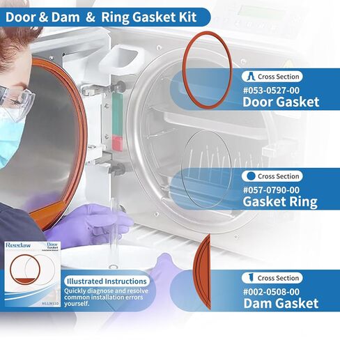 طقم حشية الباب M11 لختم الباب Midmark Ritter M11 M11D يتضمن حشية الباب والسد (#002-0504-00) وحلقة الحشية (#057-0790-00) قطعة استبدال مجموعة الختم in Kuwait