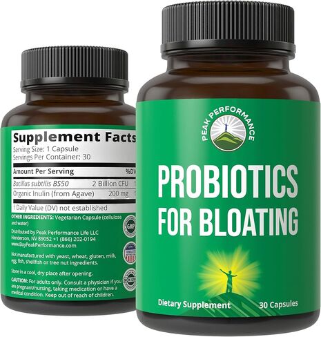 Bloat and Gas Probiotic - Proven Relief with Clinically Studied Bacillus Subtilis BS50 + Prebiotic Fiber - Fast Acting Anti Bloating Pills Supplement - Debloating Capsules for Women and Men in Saudi Arabia