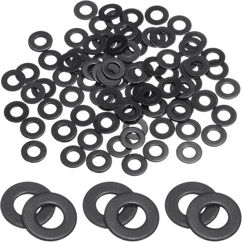 uxcell 100 Pcs M2 Stainless Steel Flat Washers, 2.2mm ID x 5mm OD x 0.3mm Thick Black Zinc Plated Metal Washers for Screws and Bolts in Saudi Arabia