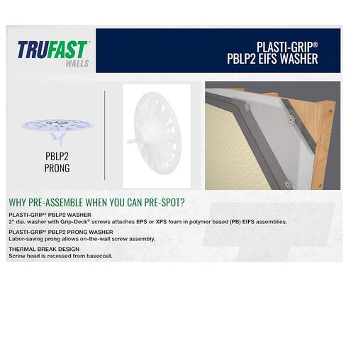 TruFast 2" Plasti-Grip PBLP2 Prong Washer (1000 EA) White Plastic Insulation Fastener Prong Wall Anchor in Kuwait