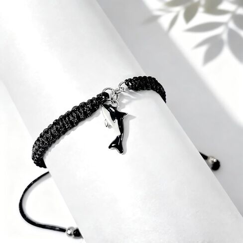 سوار أوركا الأسود للنساء والرجال، هدايا ملهمة لحوت أوركا مجوهرات سوار المحيط، هدية لمحبي أوركا لعيد الميلاد وعيد الميلاد in Kuwait