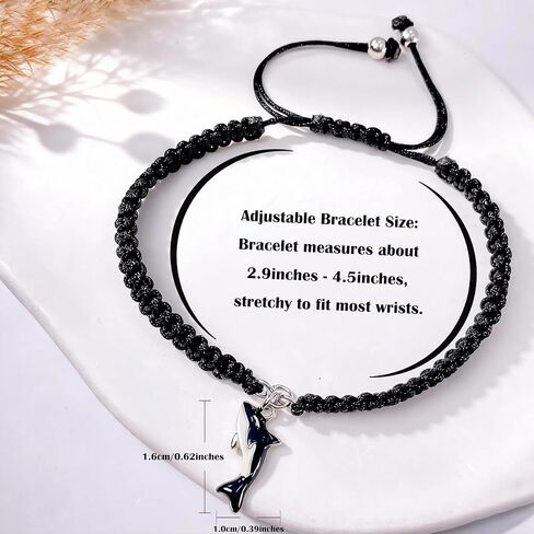 سوار أوركا الأسود للنساء والرجال، هدايا ملهمة لحوت أوركا مجوهرات سوار المحيط، هدية لمحبي أوركا لعيد الميلاد وعيد الميلاد in Kuwait