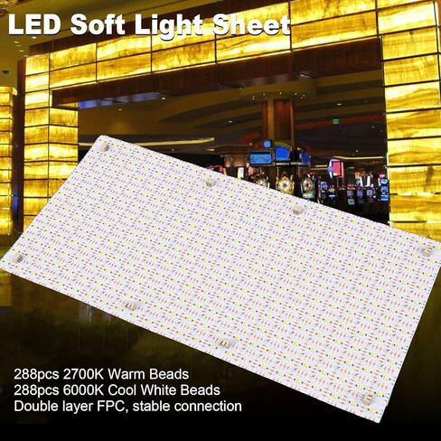 ورقة إضاءة خلفية ناعمة من Cryfokt، 576 مصباح LED بألوان مزدوجة، قابلة للقص مرنة، لوحة LED رقمية مرنة، خرز أبيض بارد دافئ، مناسب للرخام والزجاج الملون in Saudi Arabia