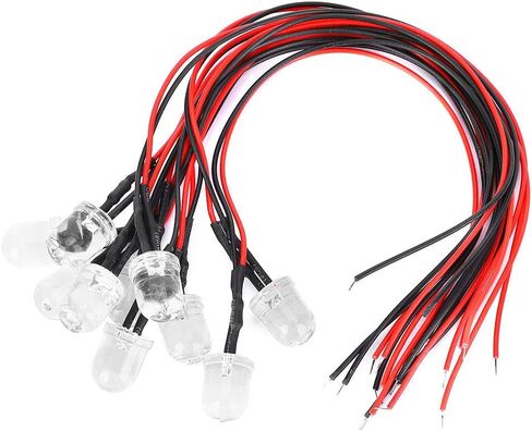 Walfront 50 قطعة LED قبل السلكية مضيئة ديود 10 مللي متر صمام ثنائي باعث للضوء مصابيح LED مستديرة صغيرة لتجربة علوم الدوائر in Saudi Arabia