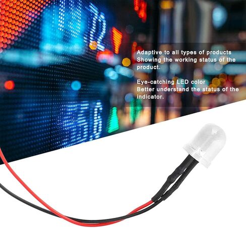 Walfront 50 قطعة LED قبل السلكية مضيئة ديود 10 مللي متر صمام ثنائي باعث للضوء مصابيح LED مستديرة صغيرة لتجربة علوم الدوائر in Saudi Arabia