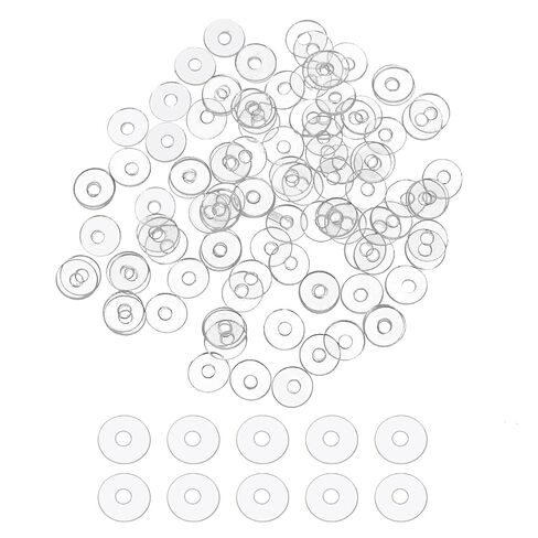 PATIKIL Flat Washer, 200 Pcs PVC Plastic Washers Round Sealing Spacer Gasket 4mm ID 10mm OD 0.5mm Thickness for Shower Door Handles Towel Bars Grommets Hardware Replacement, Clear in Saudi Arabia