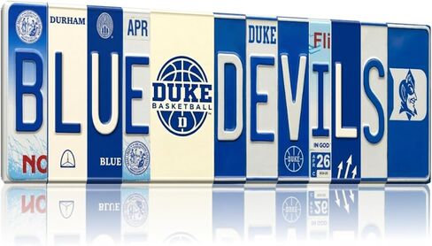 علامة لوحة ترخيص Duke Blue Devils - لوحة فنية جدارية معدنية من الألومنيوم مقاس 16 × 6 بوصة - أزرق ملكي أبيض - ديكور غرفة النوم في كهف مروحة ACC - مقاومة للأشعة فوق البنفسجية جاهزة للتعليق على الحائط لكرة السلة الجامعية in Saudi Arabia