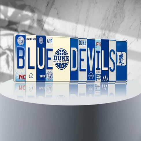 علامة لوحة ترخيص Duke Blue Devils - لوحة فنية جدارية معدنية من الألومنيوم مقاس 16 × 6 بوصة - أزرق ملكي أبيض - ديكور غرفة النوم في كهف مروحة ACC - مقاومة للأشعة فوق البنفسجية جاهزة للتعليق على الحائط لكرة السلة الجامعية in Saudi Arabia